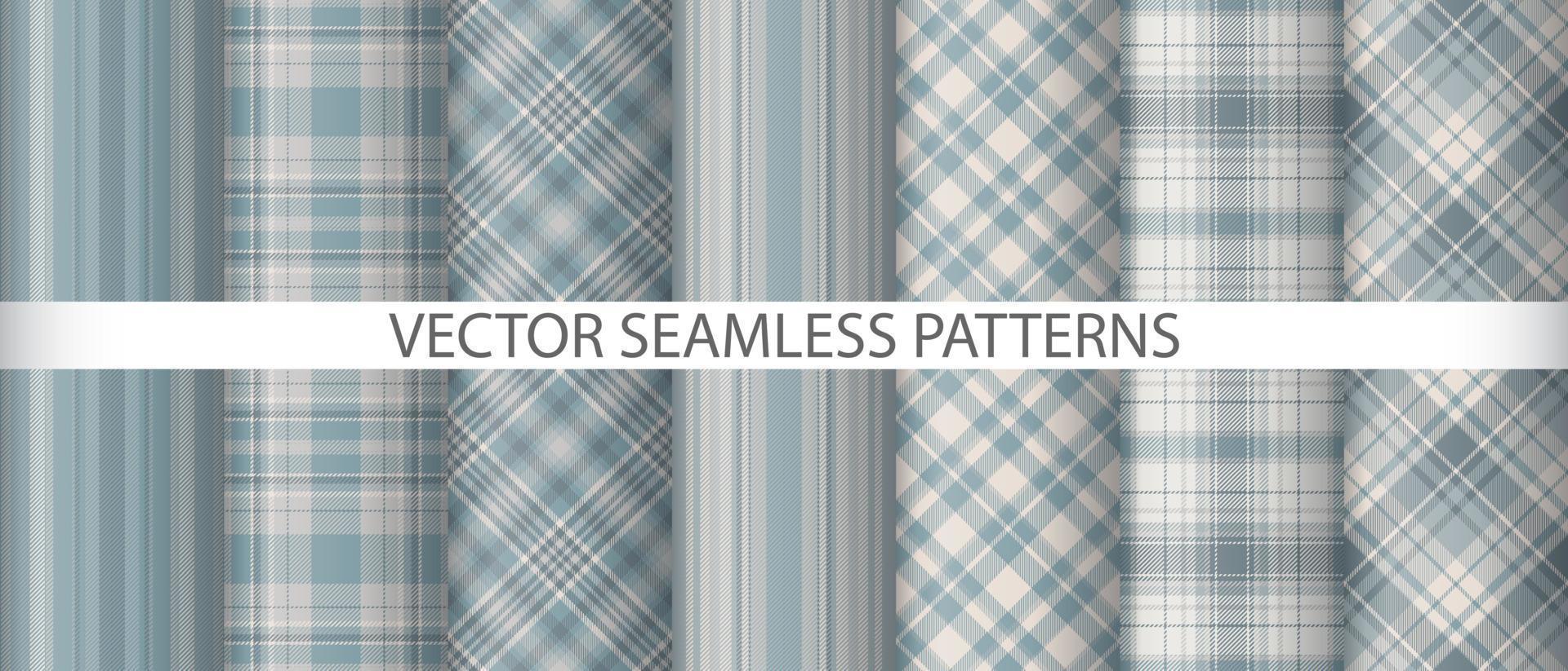 Set plaid fabric tartan. Textile texture check. Seamless vector background pattern.