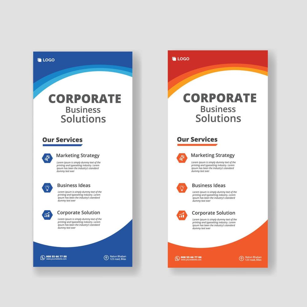 Modern business rollup flyer or rack card and dl flyer template vector