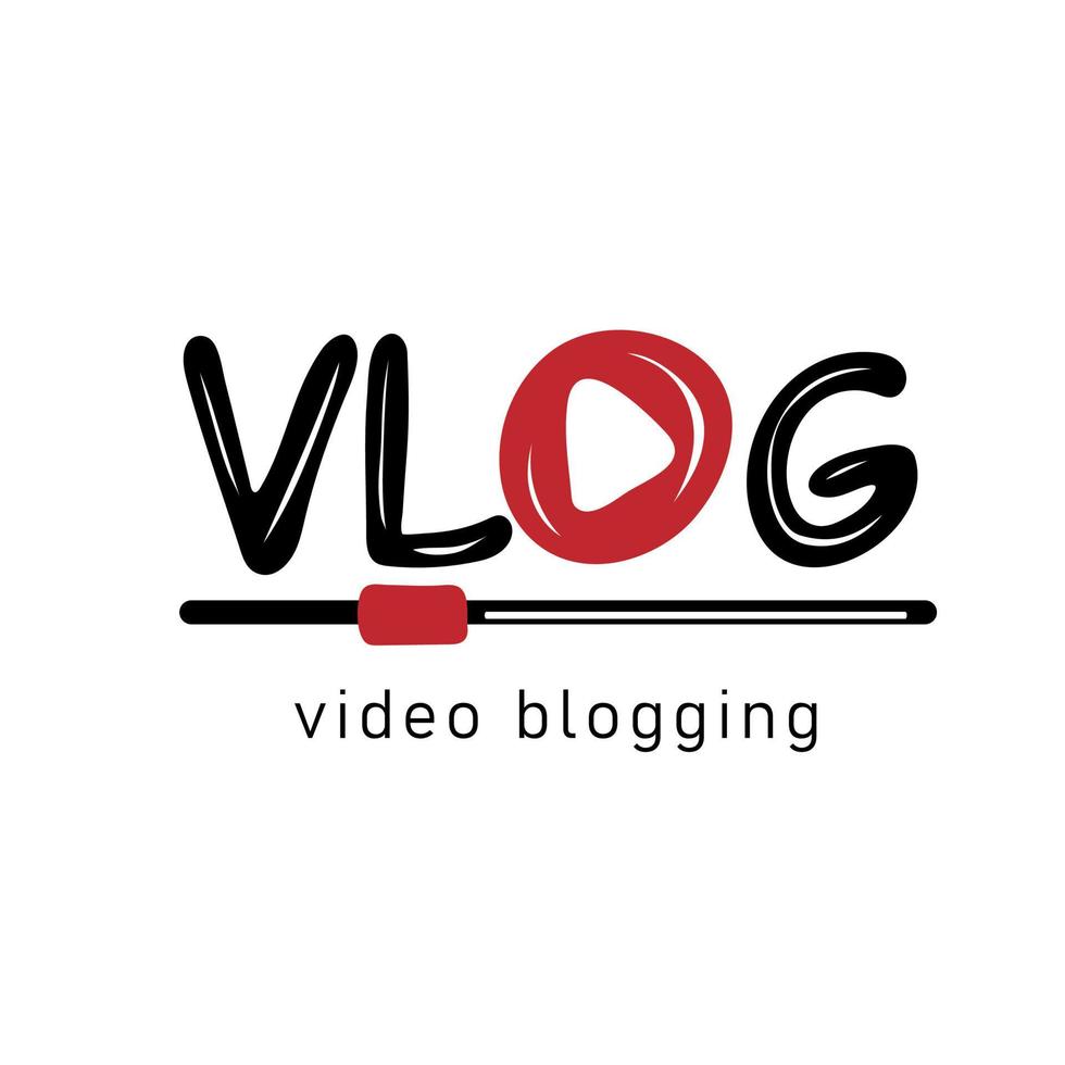 vlog icono. escrito texto con vídeo jugar botón icono vector