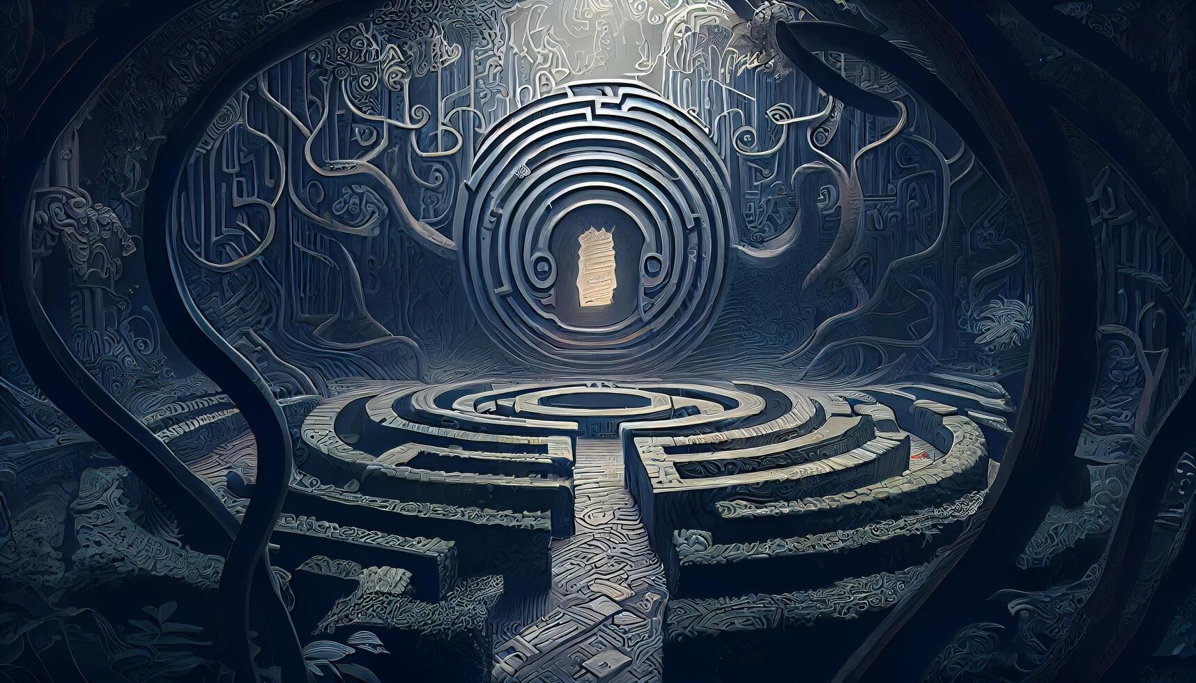 Maze Laburinth Intricacy Path Magic Digital Illustration photo