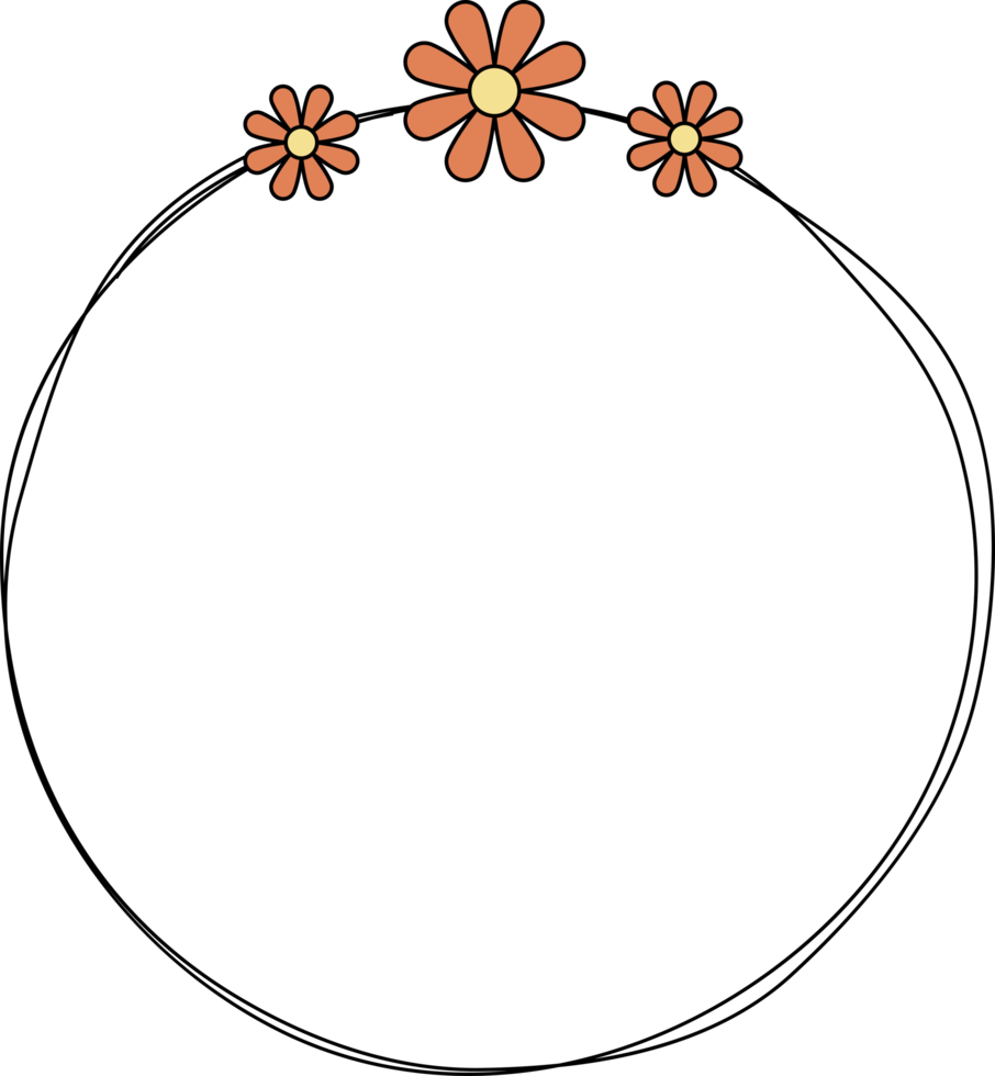 hand dragen cirkel ram dekoration element med blommor klämma konst png