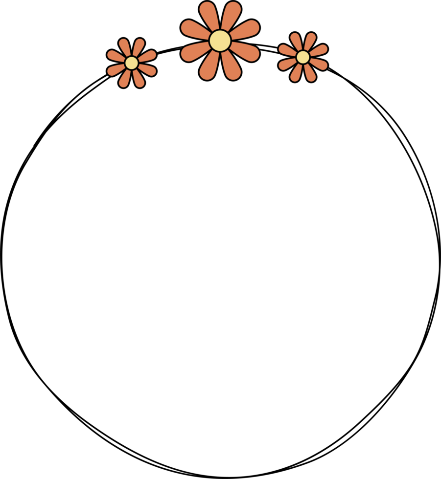 hand dragen cirkel ram dekoration element med blommor klämma konst png