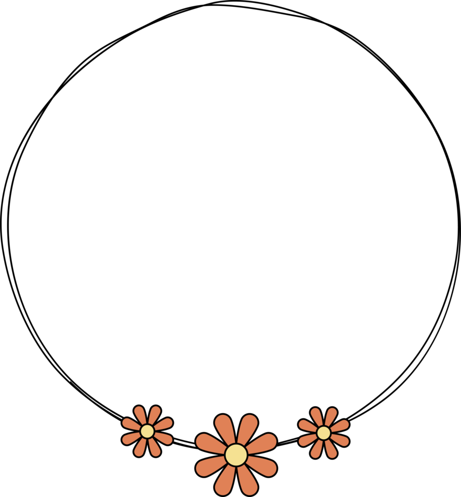 mano dibujado circulo marco decoración elemento con flores acortar Arte png