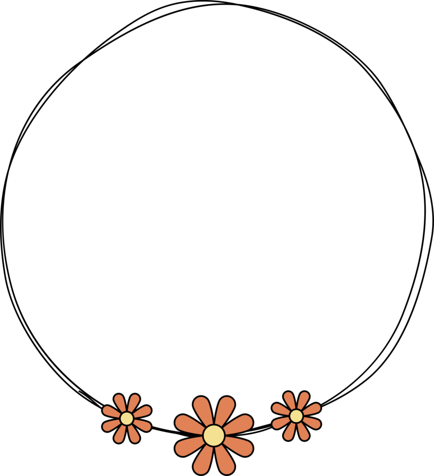 hand dragen cirkel ram dekoration element med blommor klämma konst png