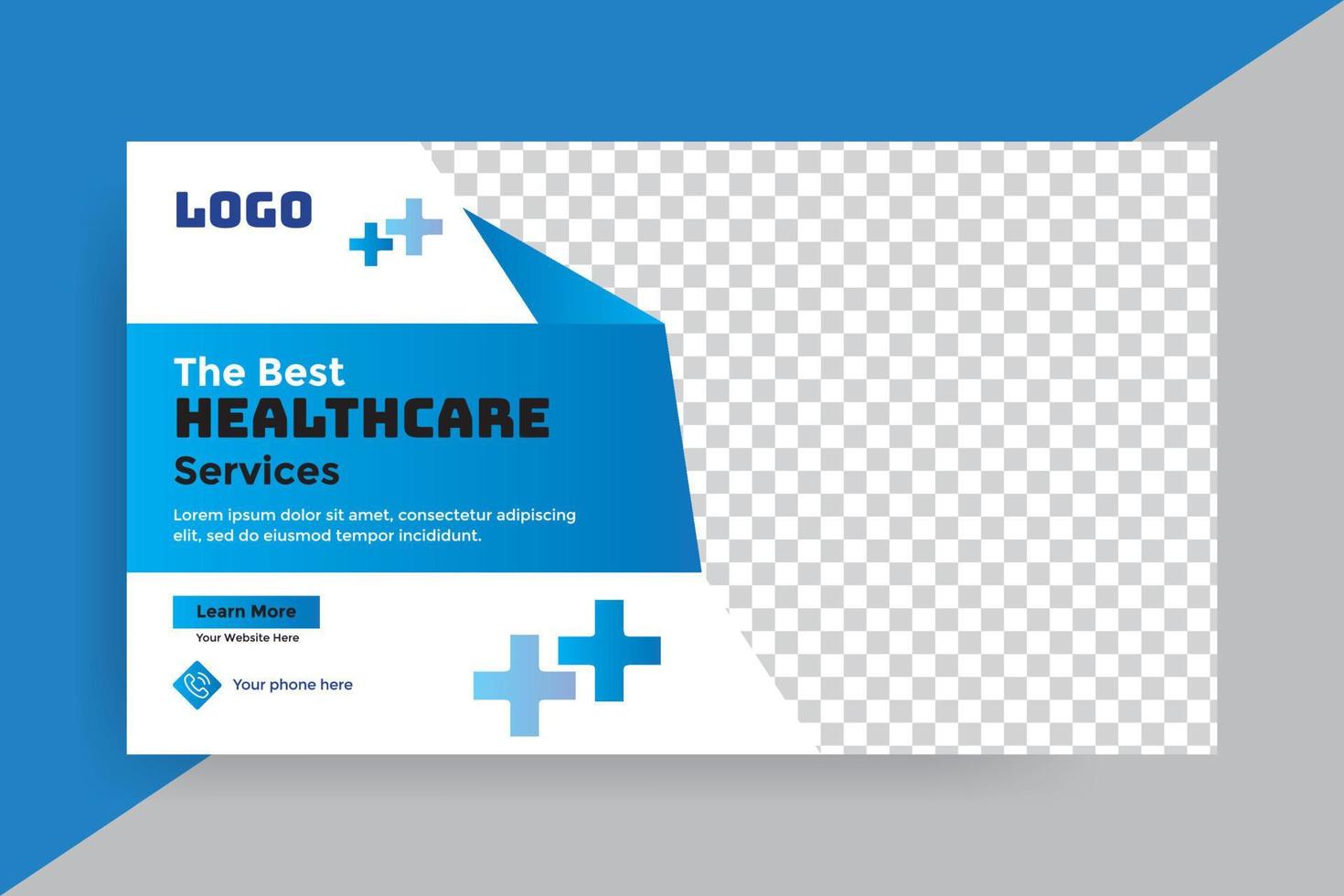 médico cuidado de la salud enviar web bandera enviar social medios de comunicación enviar diseño modelo. vector