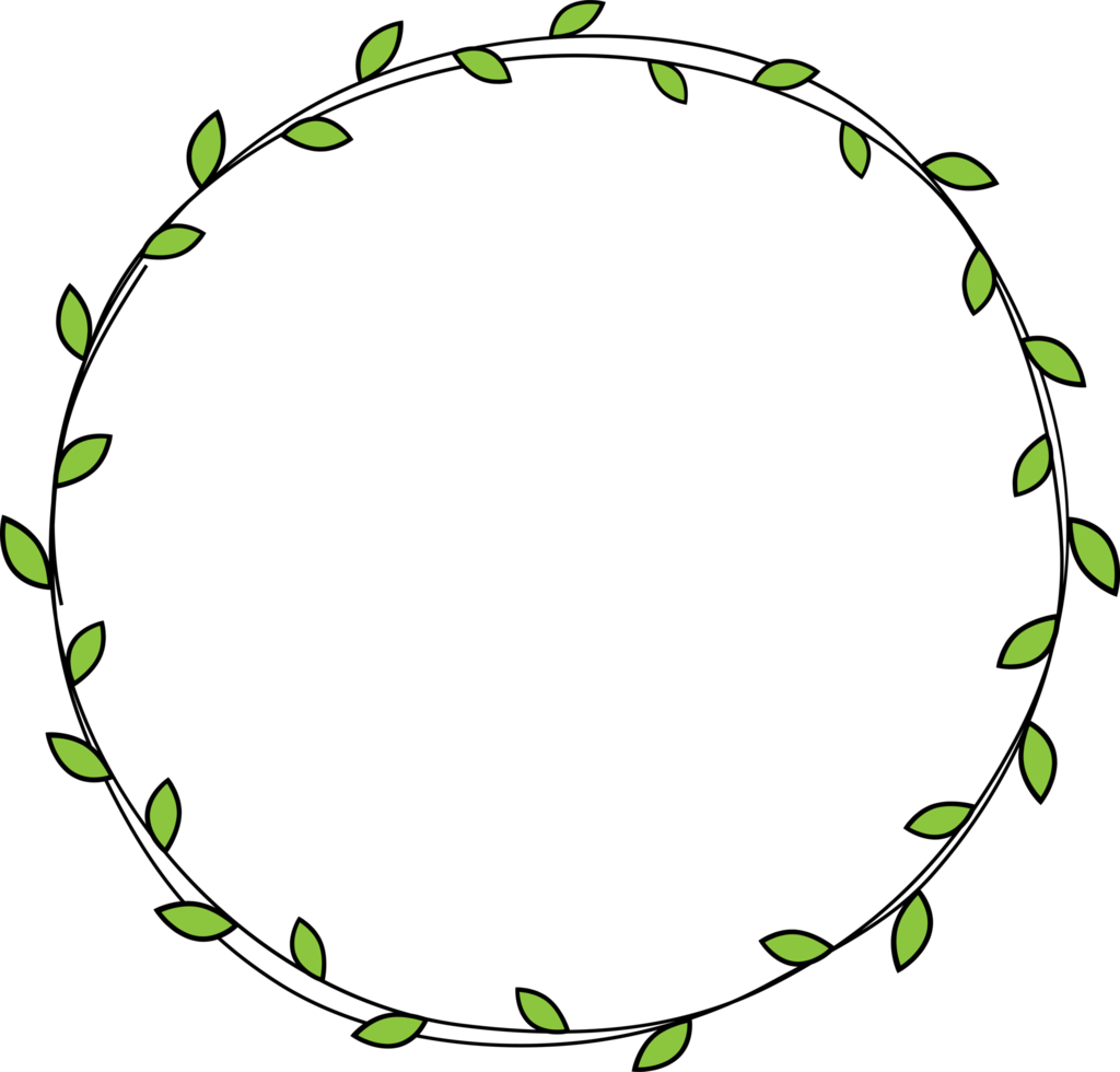 mano dibujado circulo marco decoración elemento con hojas acortar Arte png