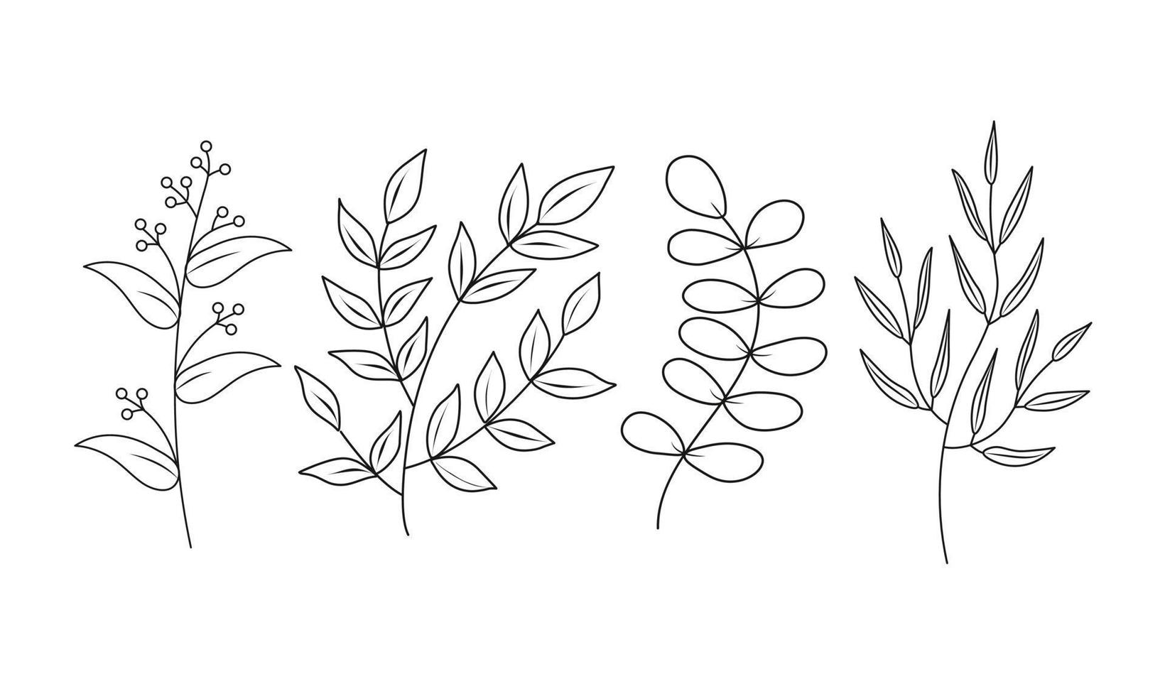 floral conjunto de mano dibujado botánico elementos. vector ilustración.