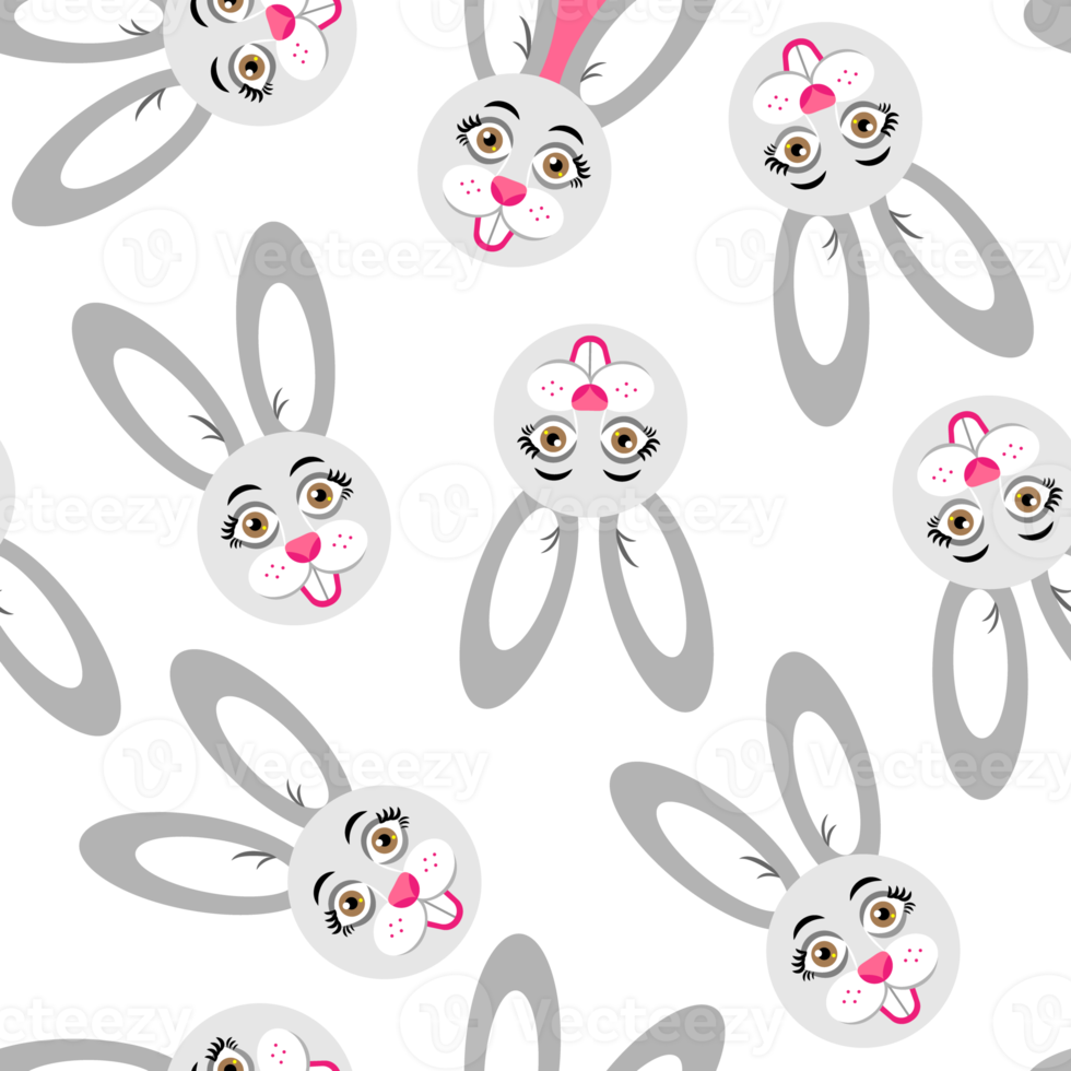 Easter bunny seamless pattern holiday animals background png