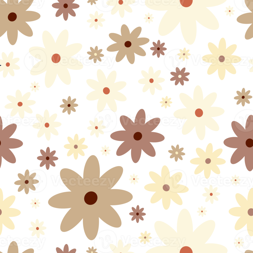 Hippie flowers boho seamless background. floral retro pattern png