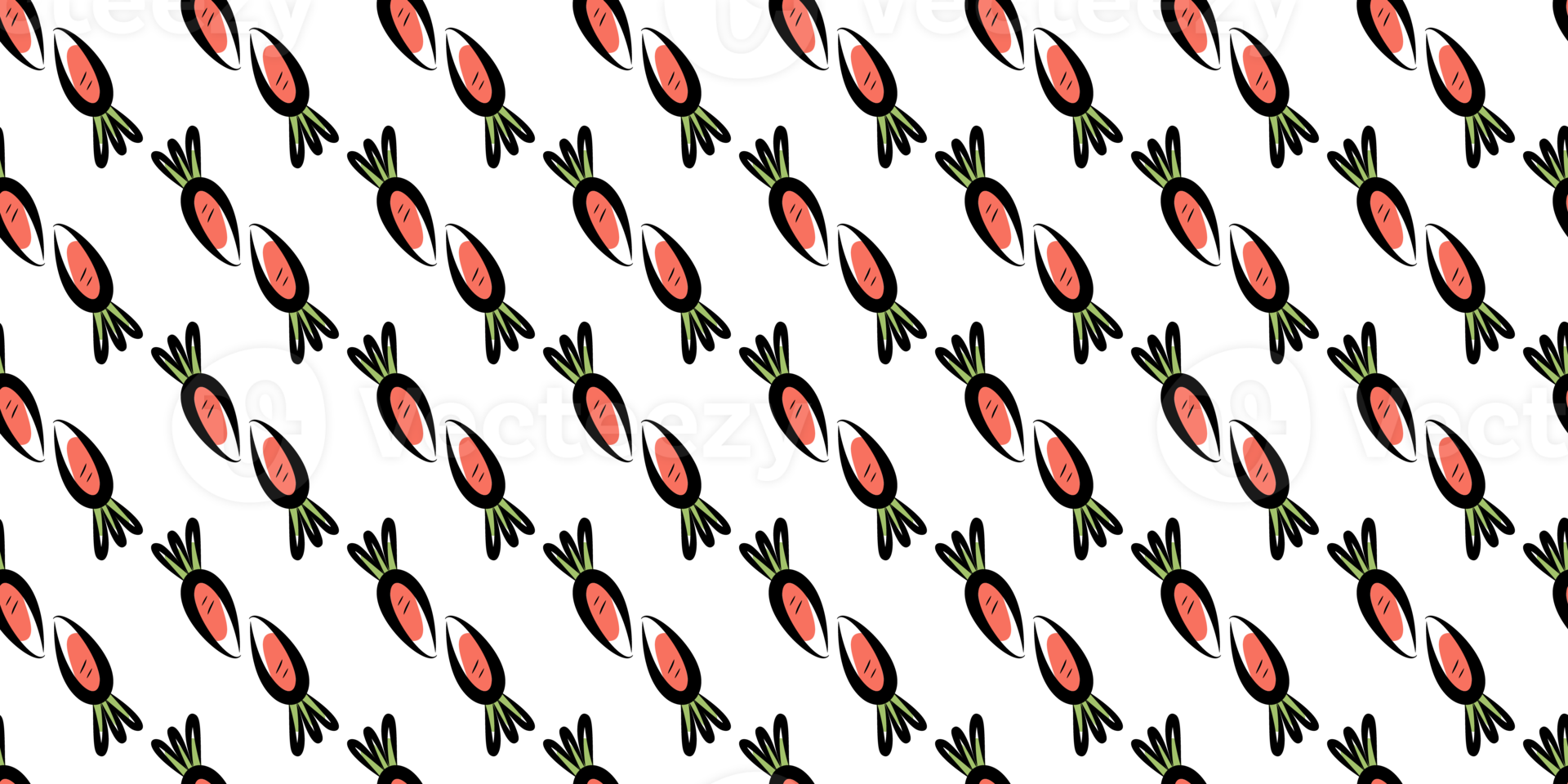 Linear pattern of orange carrots png