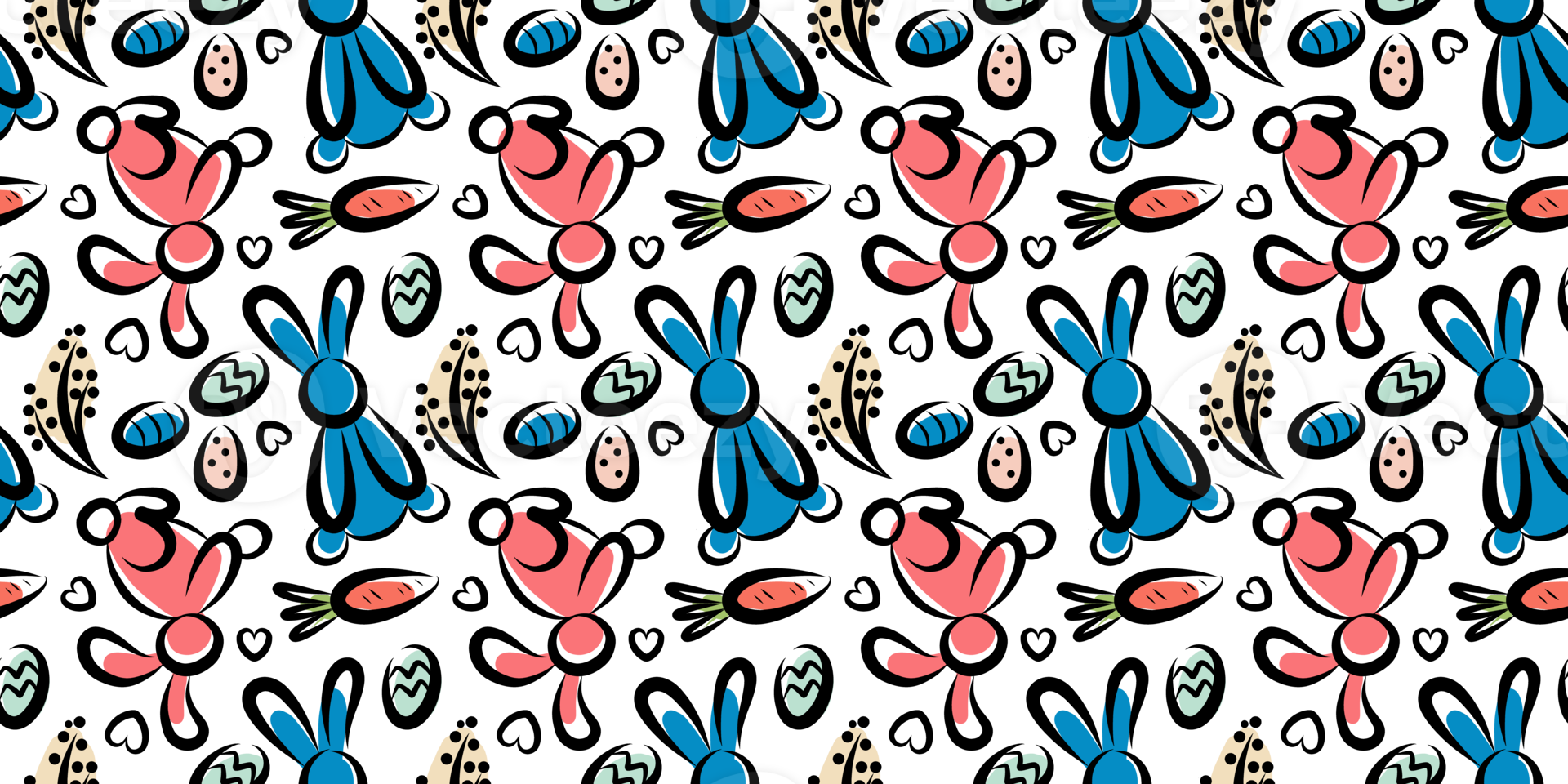 Linear Pattern with bunnies and carrots for Easter png