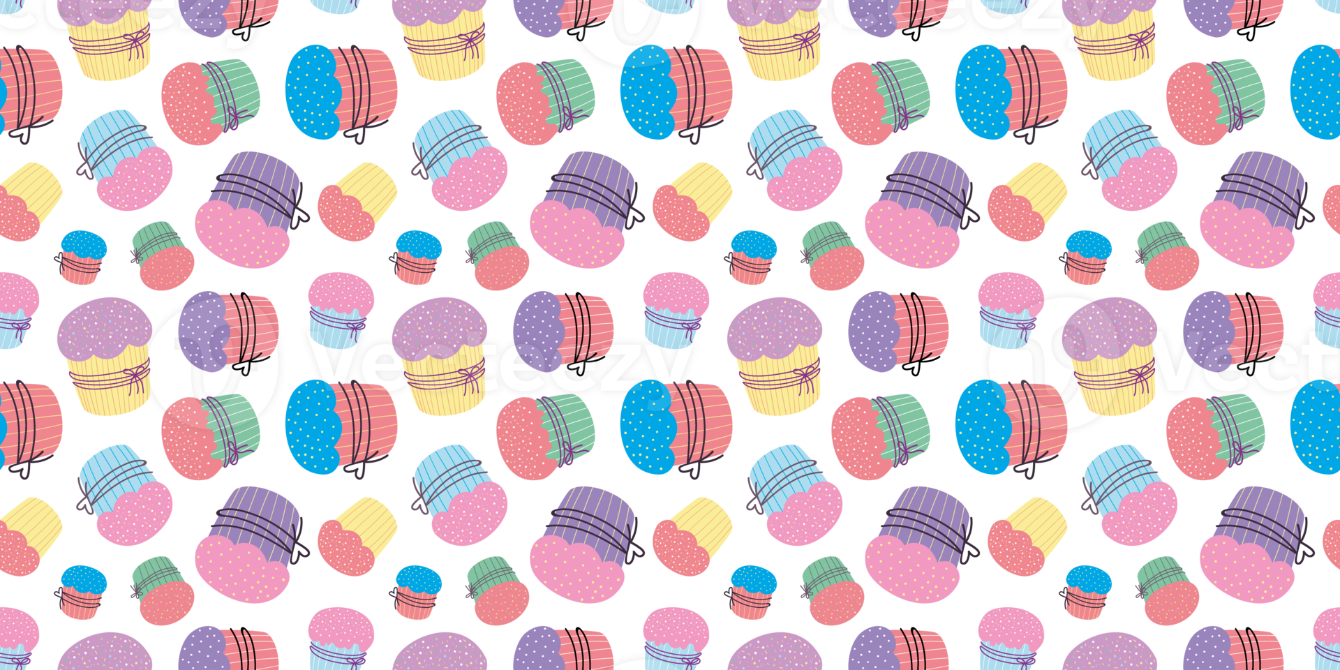 Cupcake seamless pattern. Easter cake background png