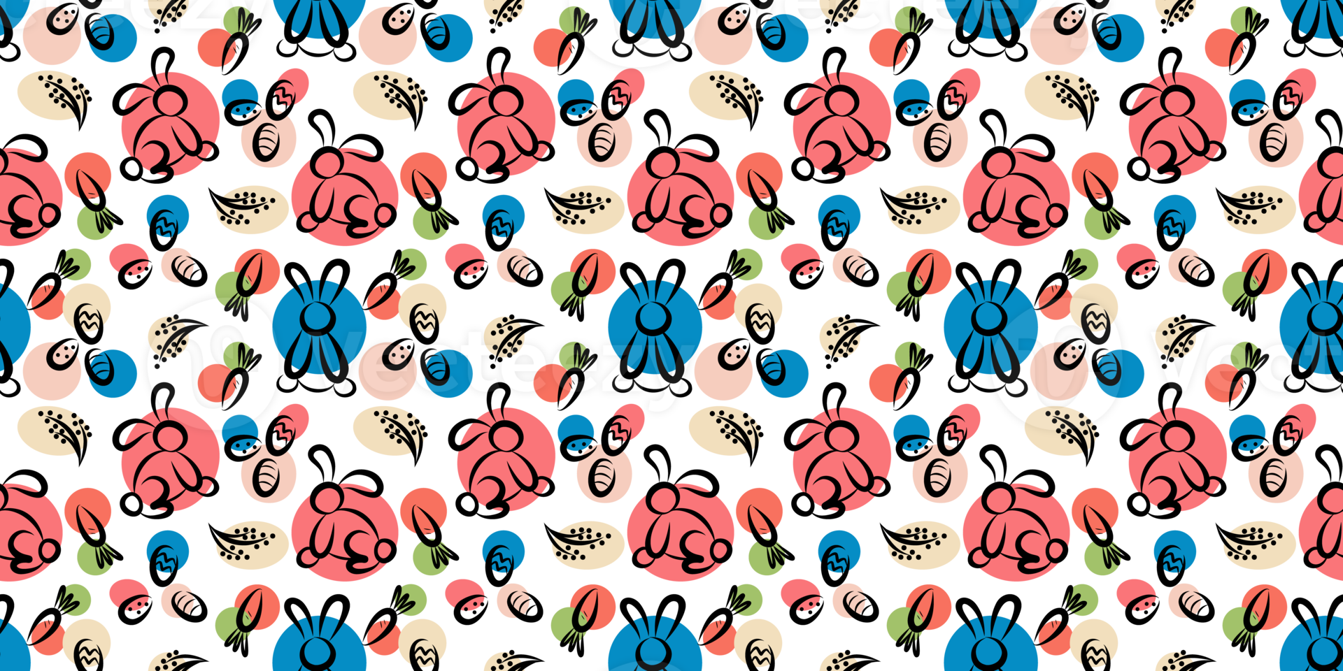 Linear Pattern with bunnies and carrots for Easter png