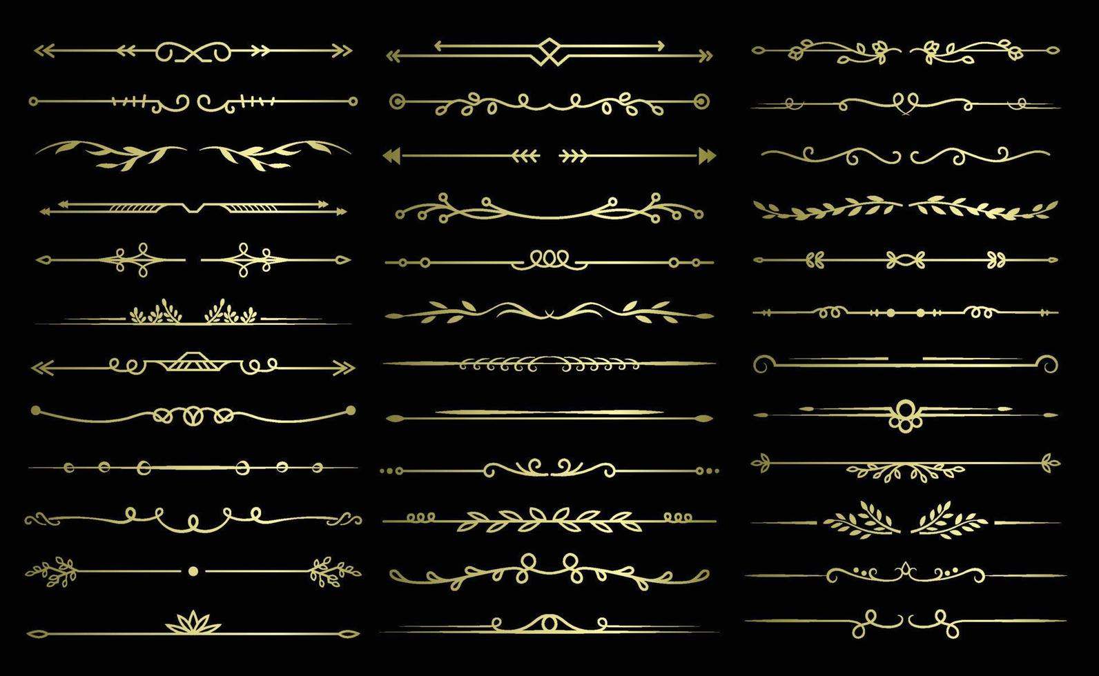 Vector collection set of gold decorative ornament