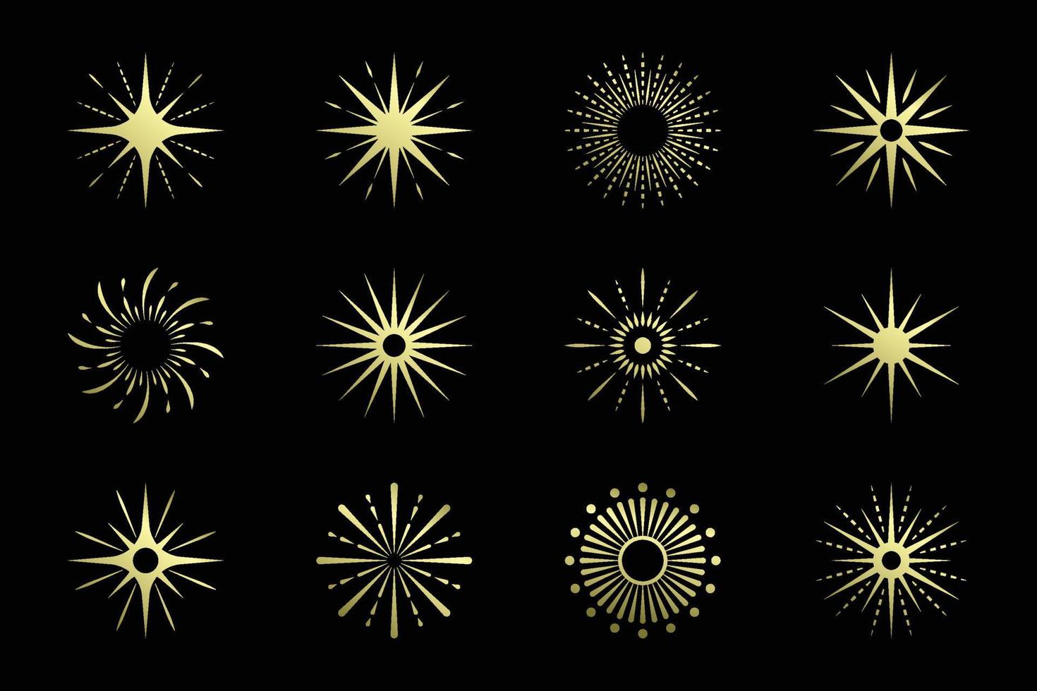 Golden Star Icon Vector Collection Set