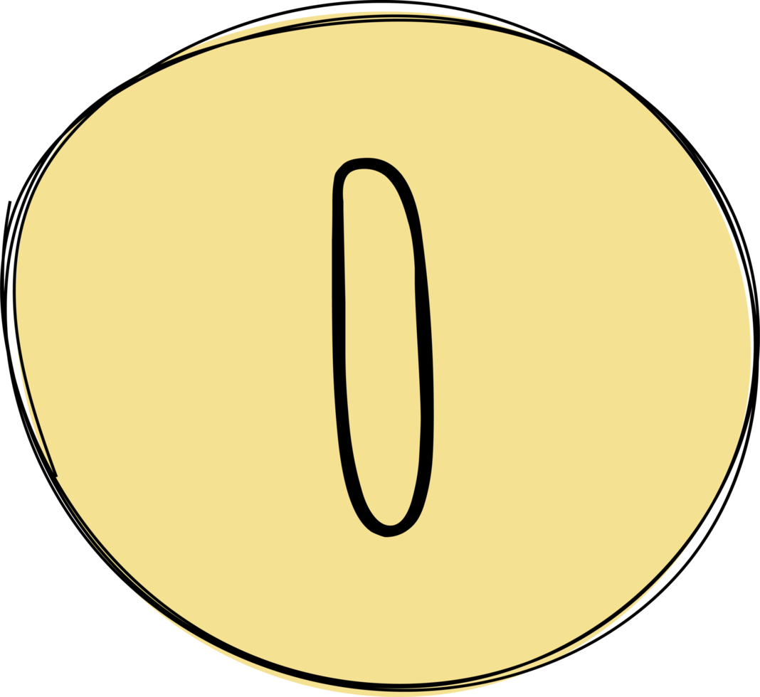 Hand drawn colored round blob with numbers clip art png