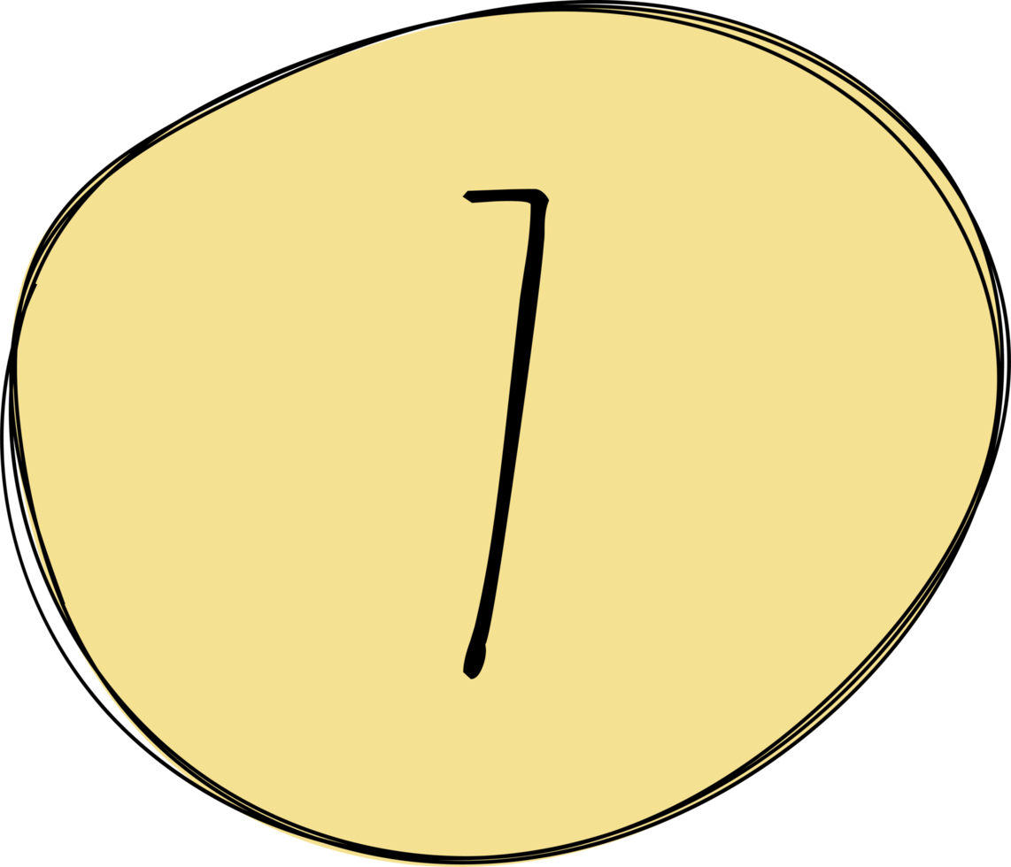 Hand drawn colored round blob with numbers clip art png