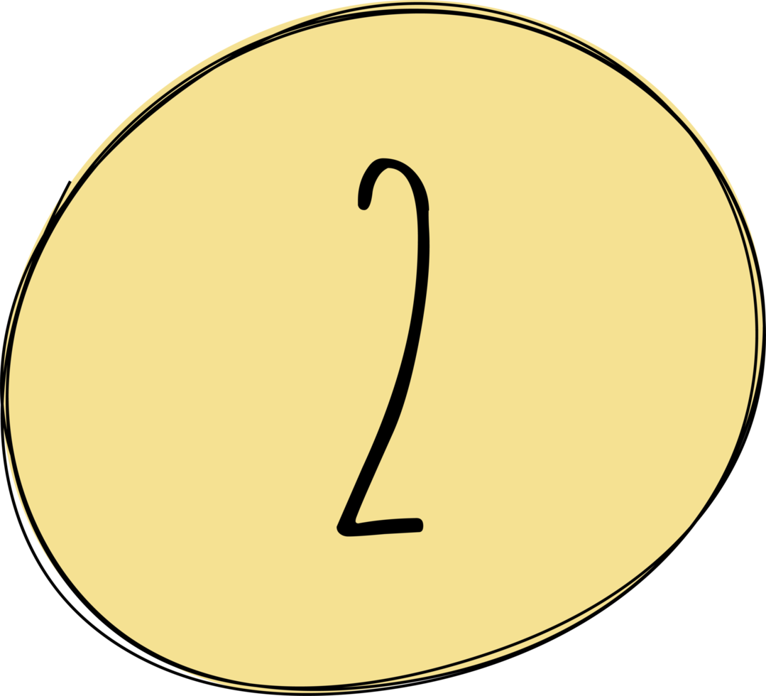 Hand drawn colored round blob with numbers clip art png