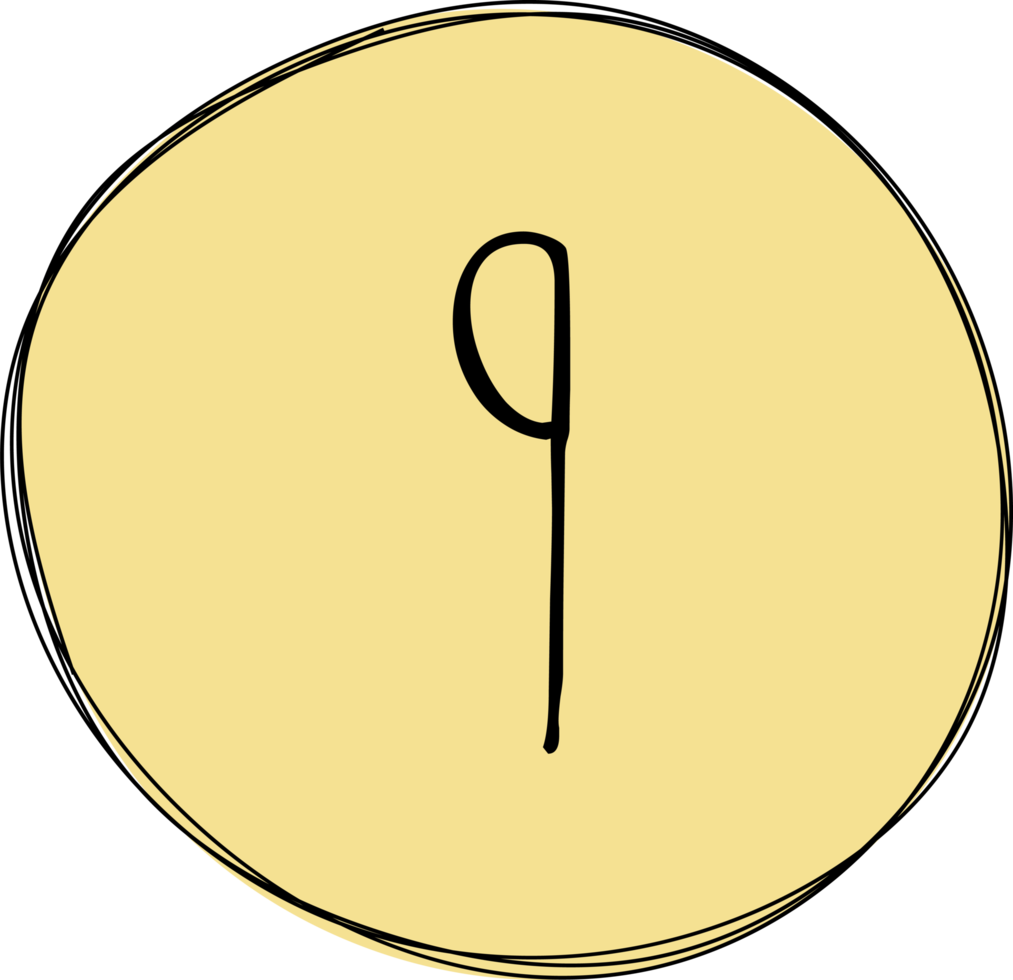 Hand drawn colored round blob with numbers clip art png