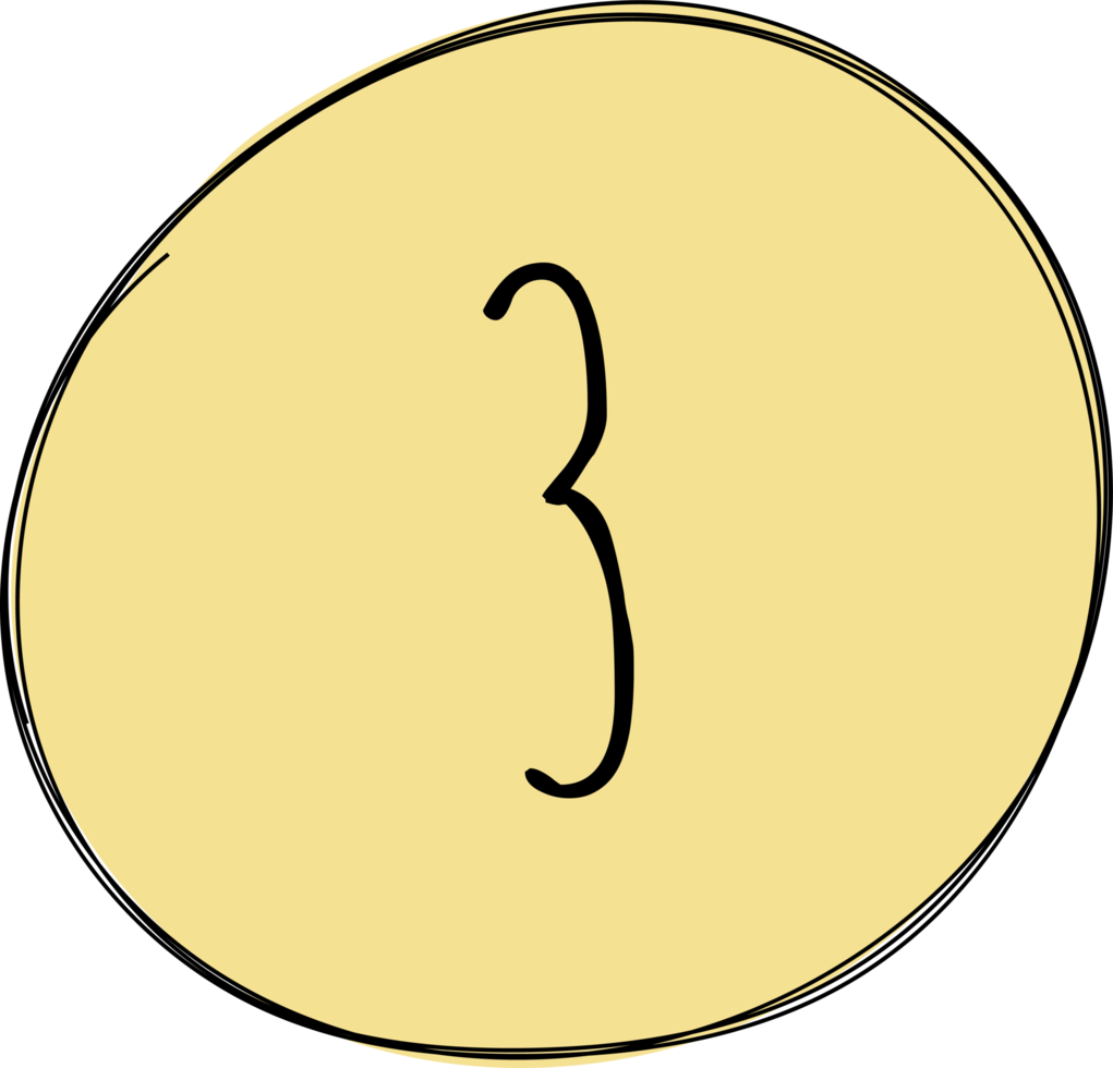 Hand drawn colored round blob with numbers clip art png