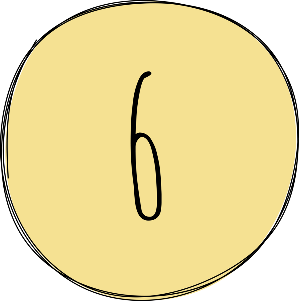 Hand drawn colored round blob with numbers clip art png