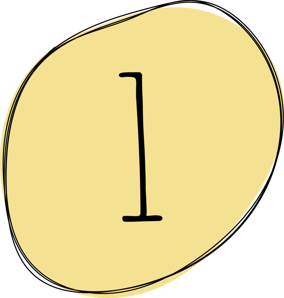 Hand drawn colored round blob with numbers clip art png