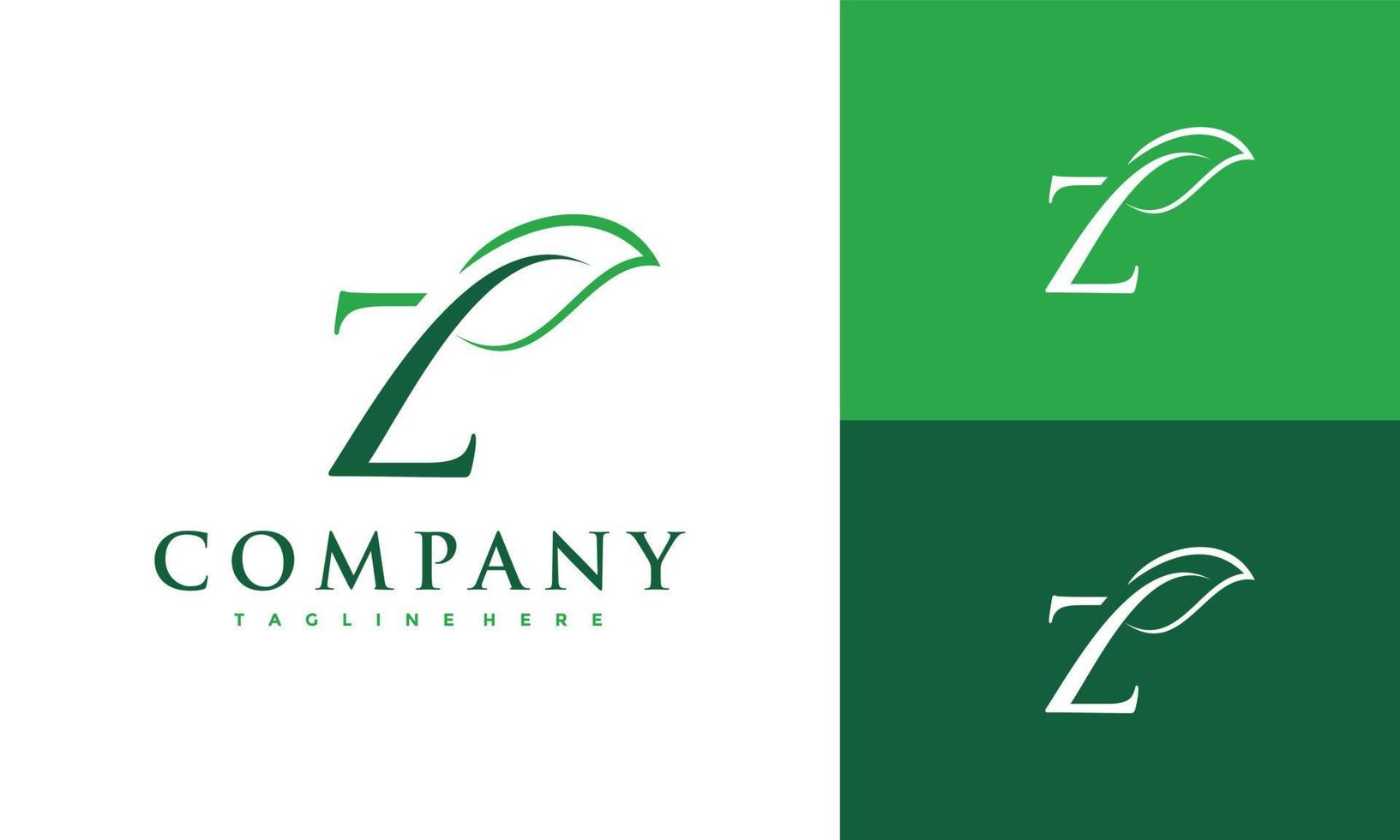 letra z verde hoja logo vector