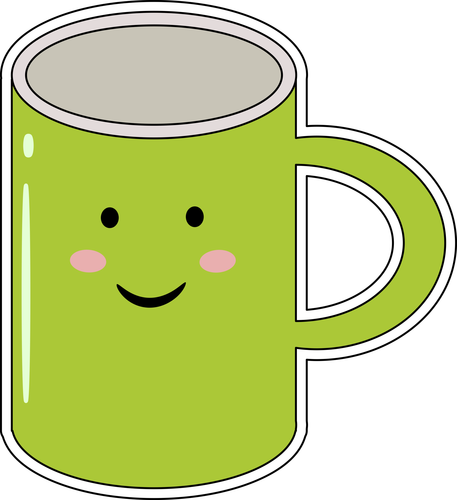 Free kawaii bright colorful cute characters cups with smile face Green