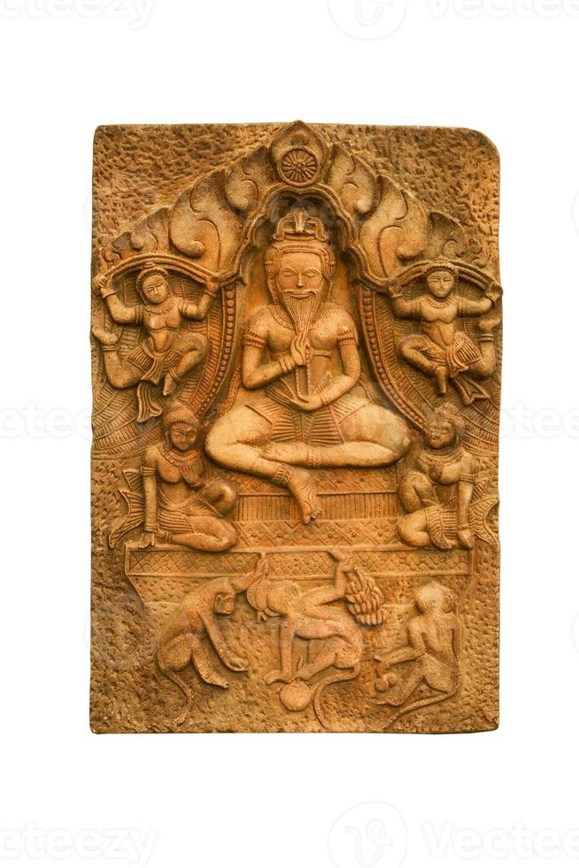 Buddha carved a low relief photo