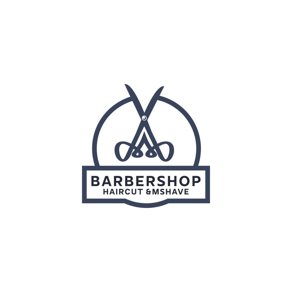Barbershop simple minimalist logo design with elegant ornament vector