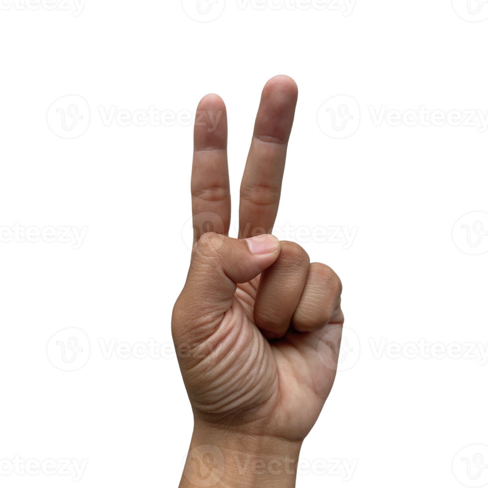 Peace hand two finger Sign photo image png