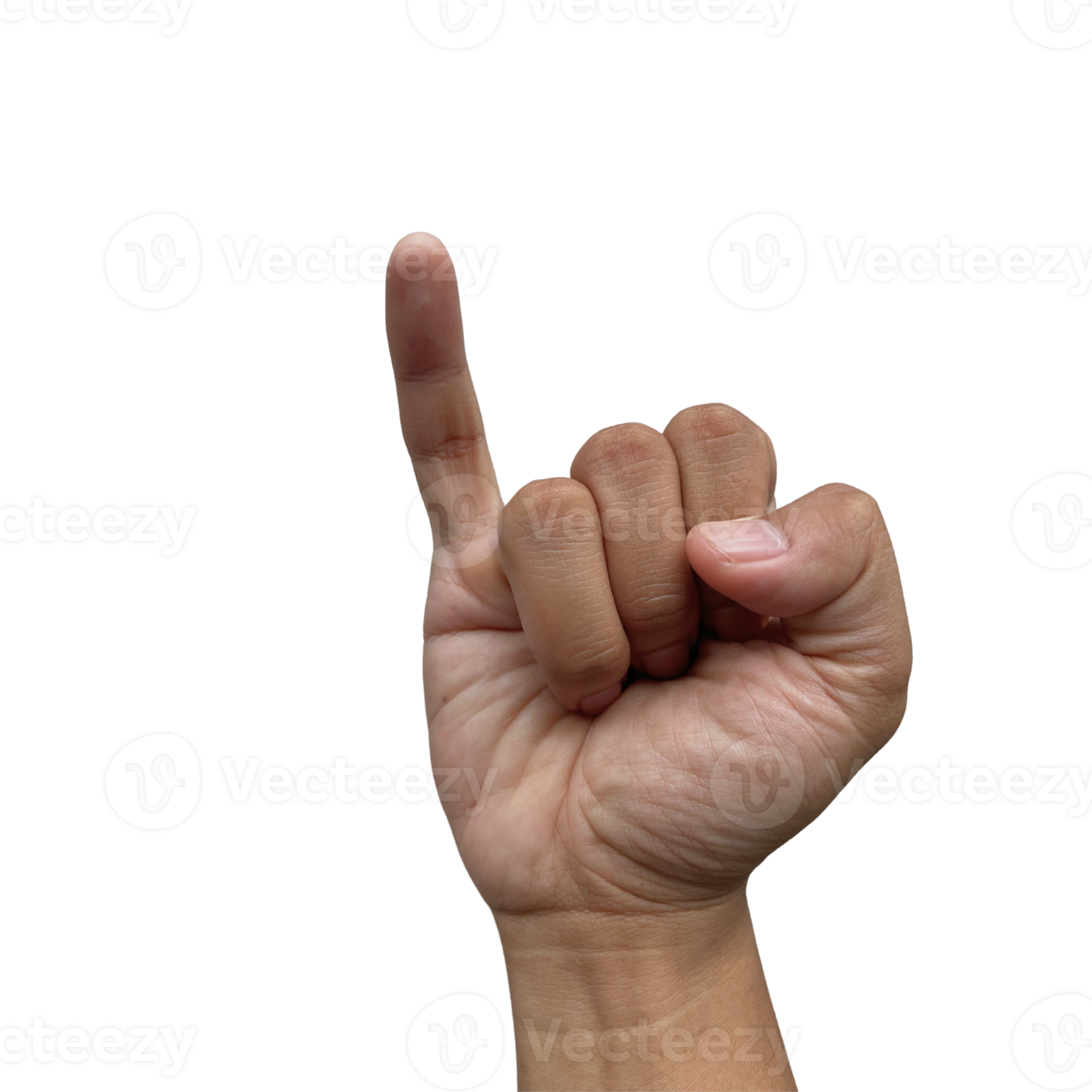 Hand gesture Clenched hands and held out the little finger, meaning