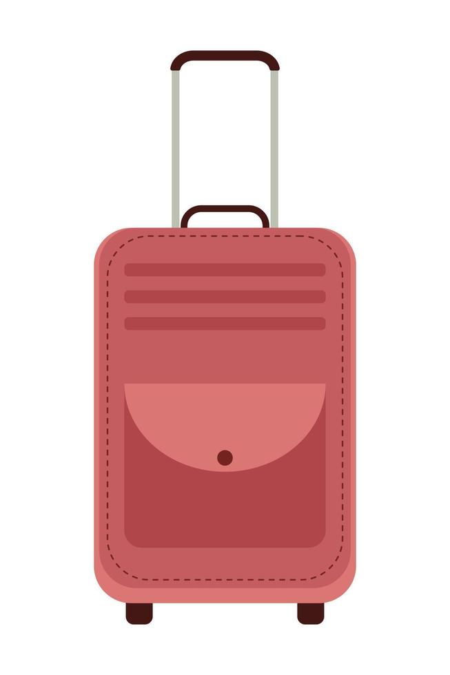 Travel suitcase on wheels with a pocket on a white background. vector
