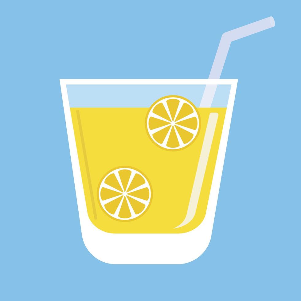 Cocktail with lemon in a transparent glass. vector