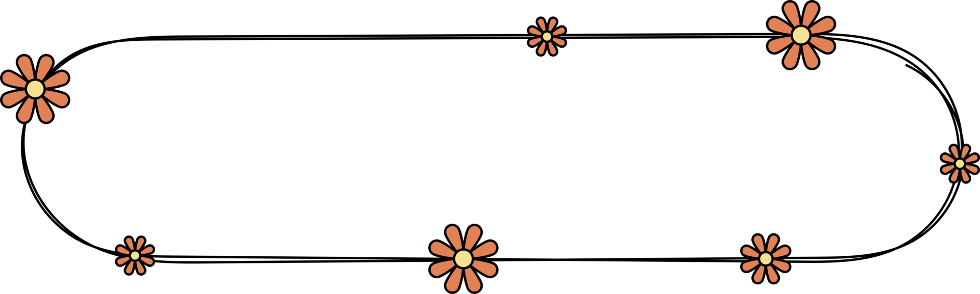 hand- getrokken rechthoek kader decoratie element met bloemen klem kunst png