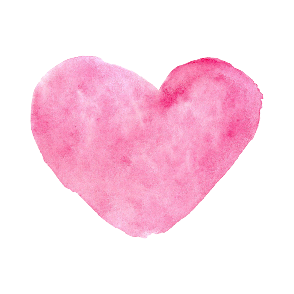 Watercolor painted heart shape. Transparent heart shape and love symbol for design png