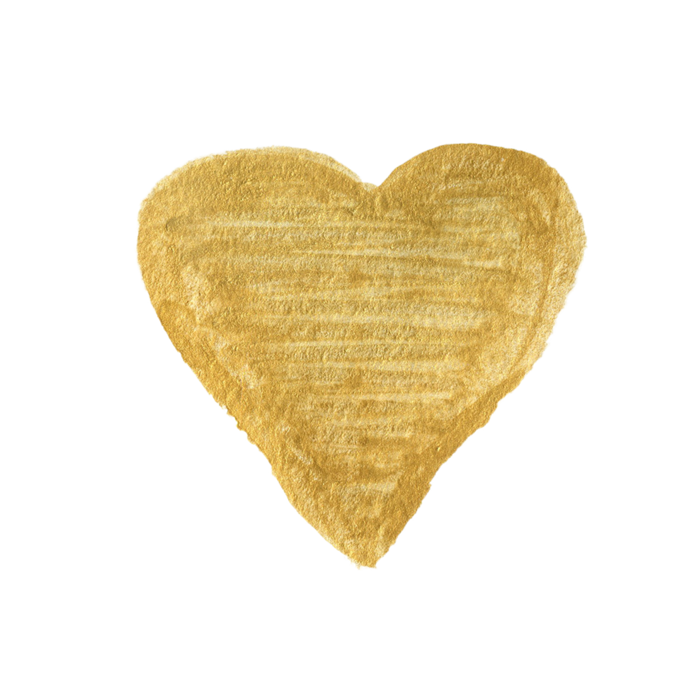 Watercolor gold heart. Transparent hand drawn heart shape and love symbol for design png