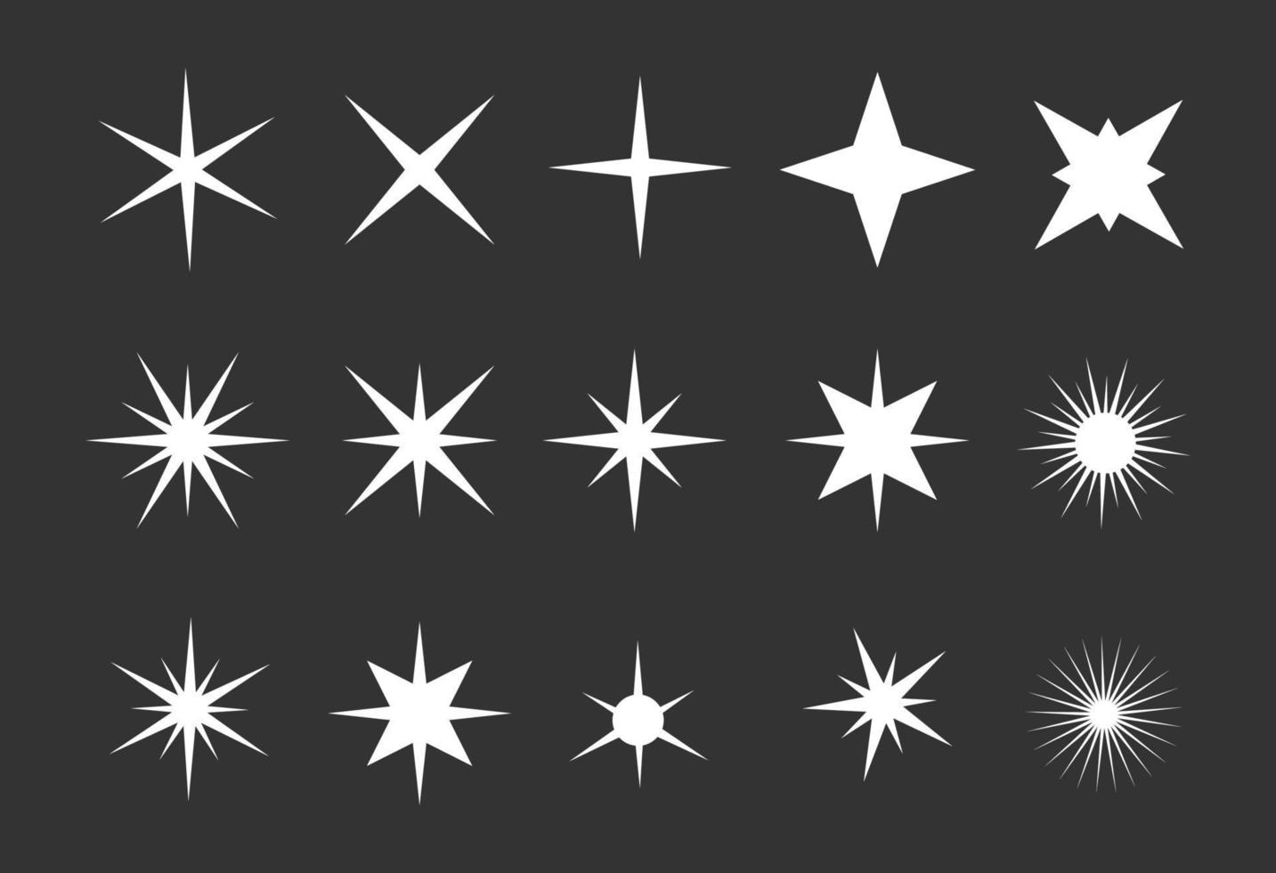 grupo de brillante, brillante, y luminoso estrellas en muchos formas vector