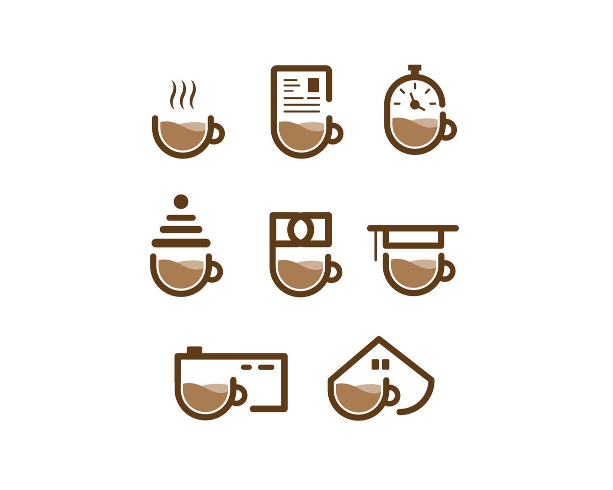 group of vector designs for coffee and cups