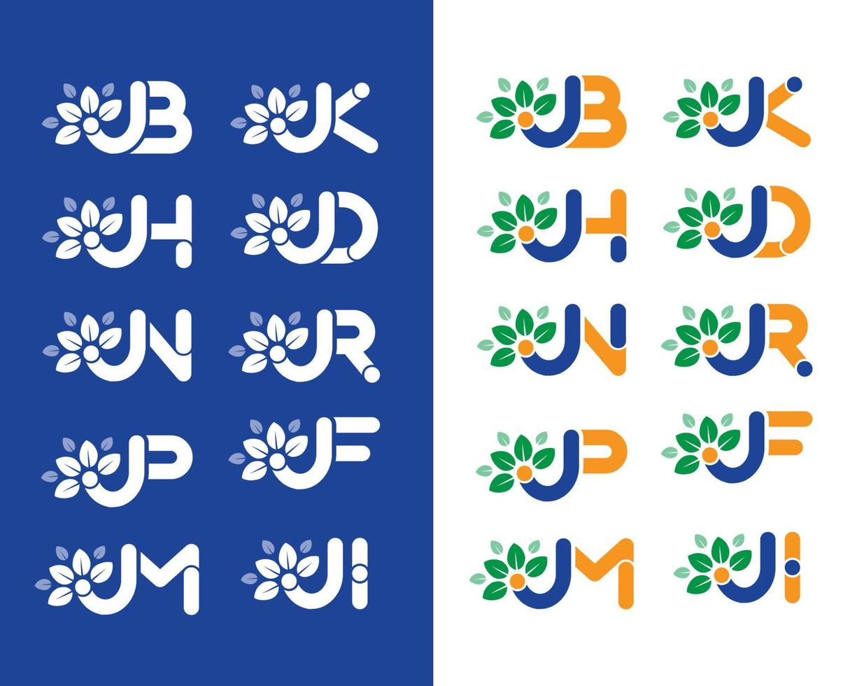 logos de el letra j, cuales fueron conjunto con varios letras, a ser usado en el campo de comercio y agricultura vector