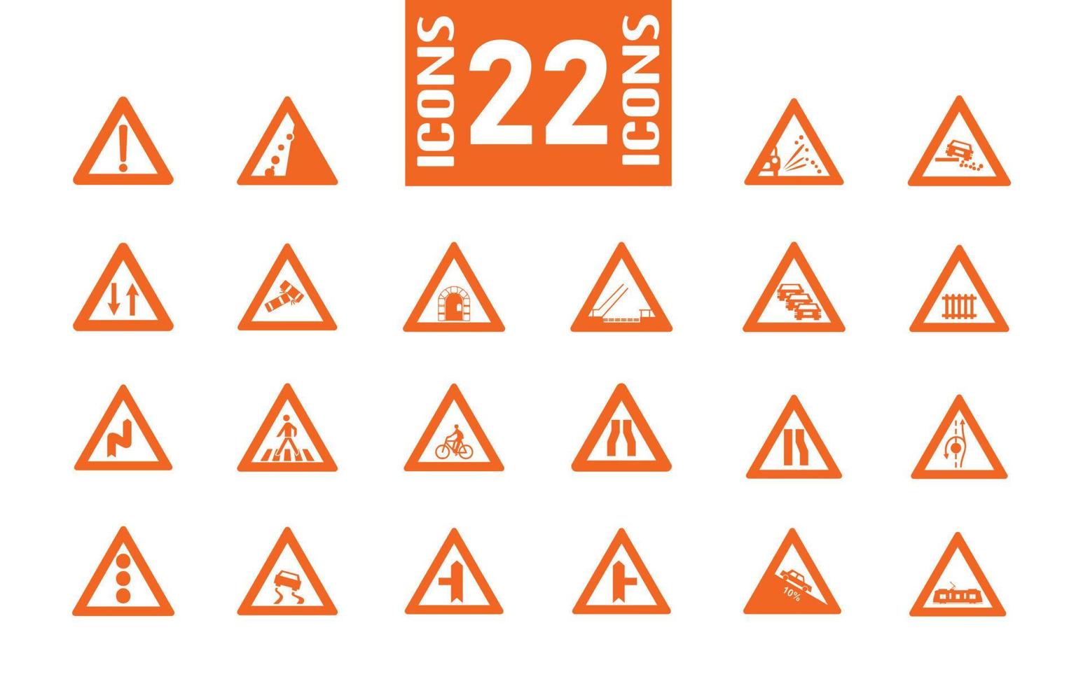 Icons of signs, indicative symbols, warning and danger vector