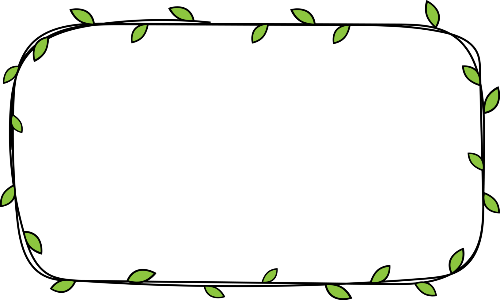 mano dibujado rectángulo marco decoración elemento con hojas acortar Arte png