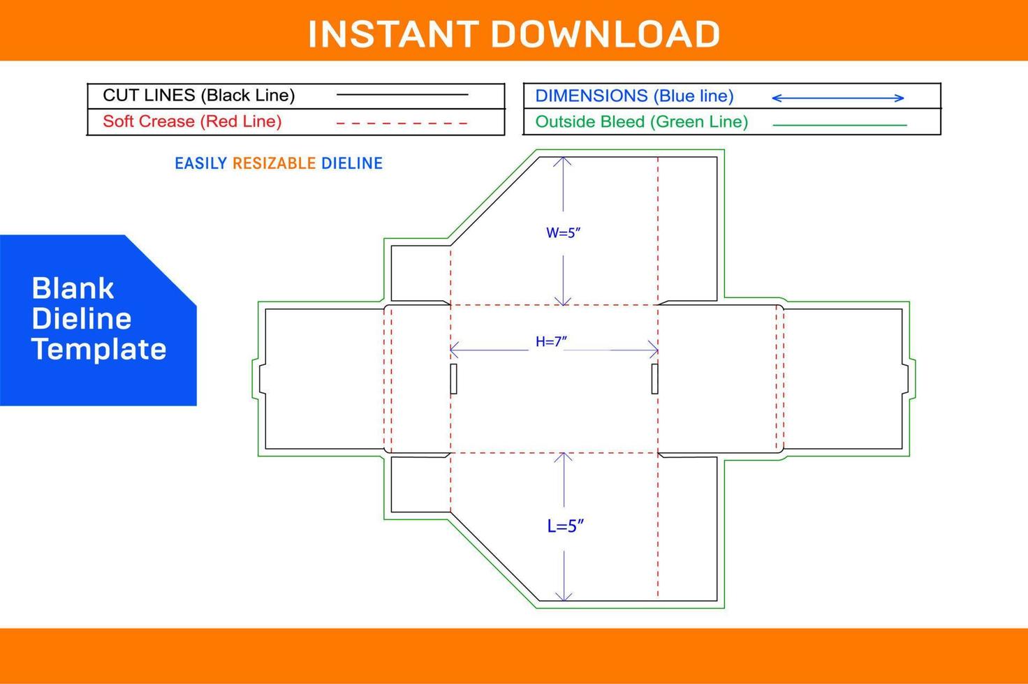 Cardboard storage bin box dieline template and 3D render file Blank ...