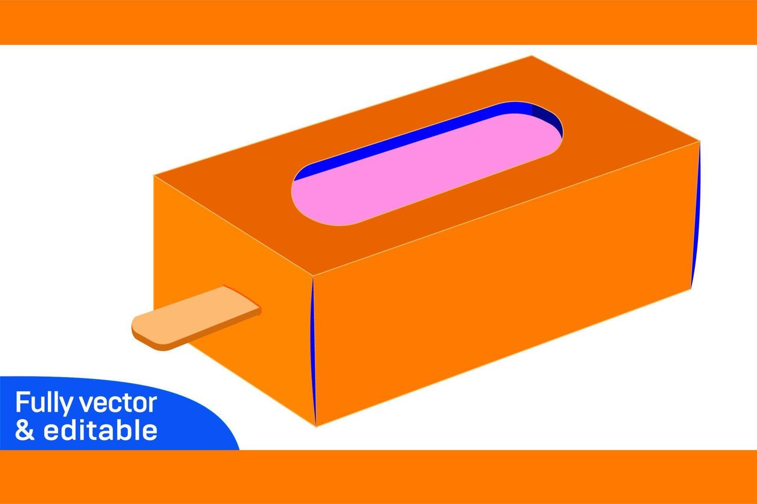 pastel sicle caja con ventana morir cortar modelo y 3d caja diseño vector