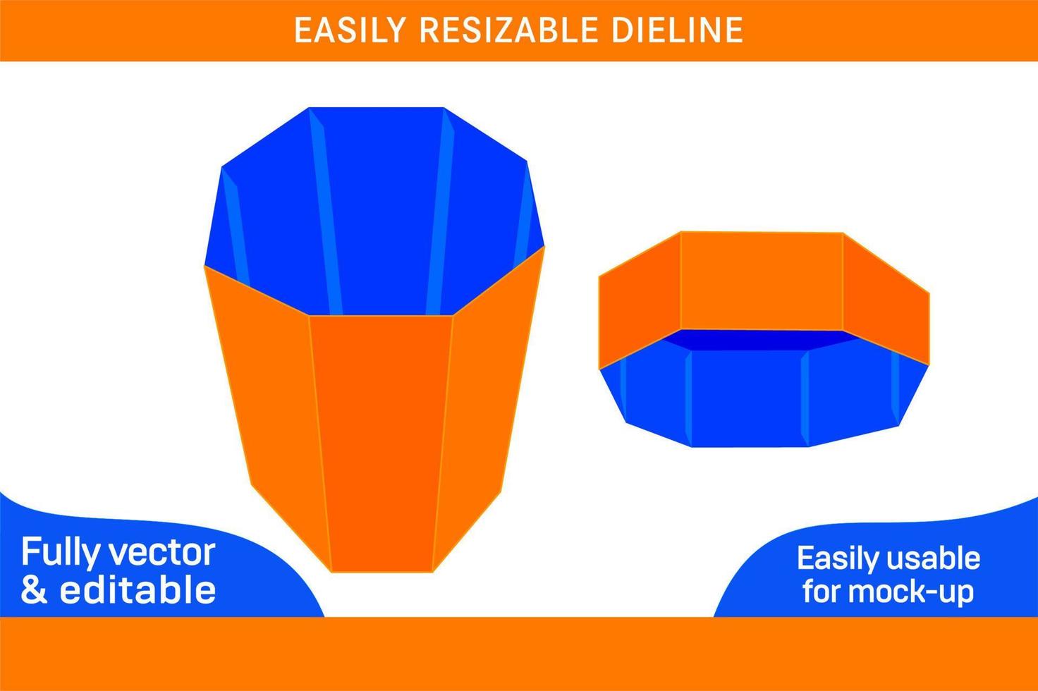 octagonal caja con tapa dieline modelo y 3d caja diseño 3d caja vector