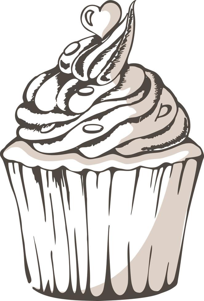 illustration of cupcake with heart. can be used for greeting cards or party invitations. vector