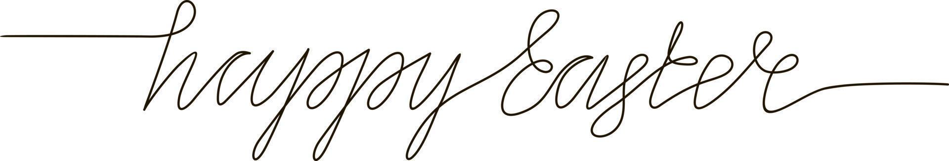 Happy Easter handwritten inscription. Continuous one line drawing, Text made of thin line. Hand drawn vector illustration, Design element for Easter holidays