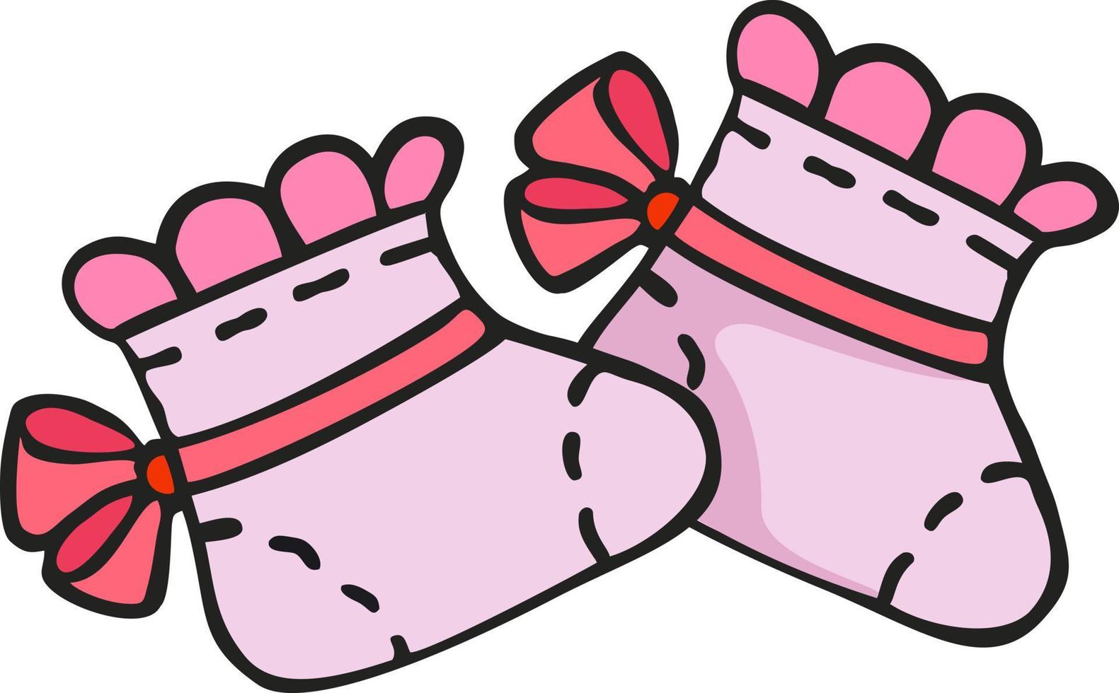 calcetines con un rosado arco, cosas para un recién nacido vector