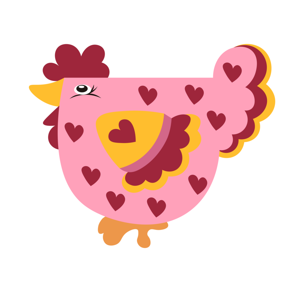 Doodle chicken with flower png