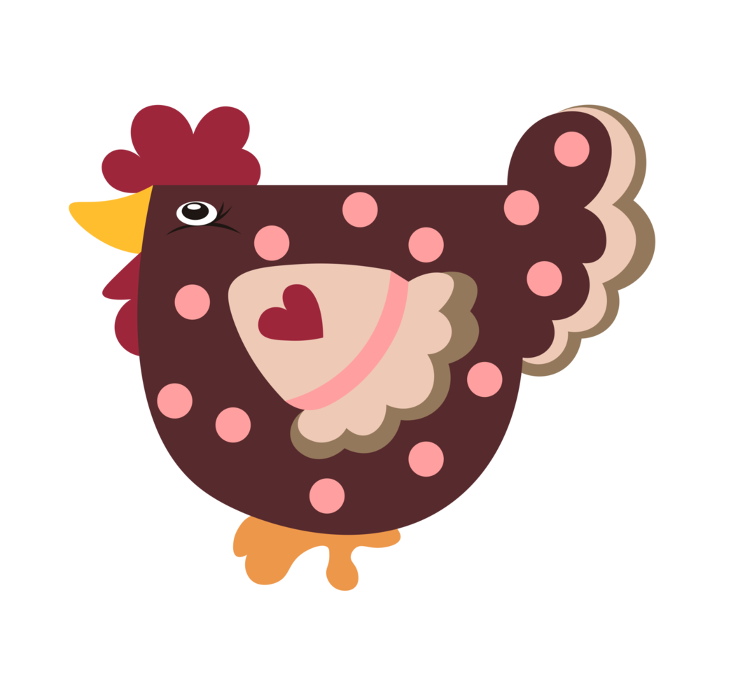 Doodle chicken with flower png